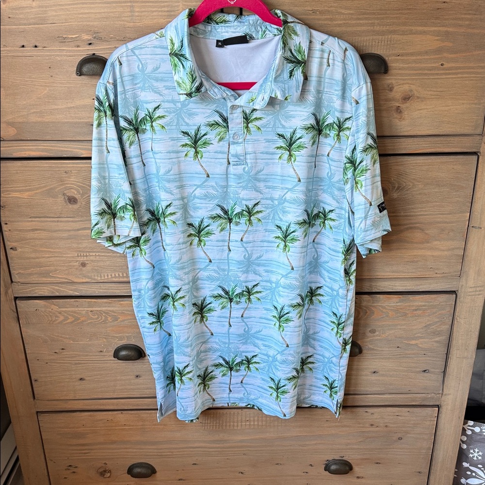 EUC Yatta Golf palm tree print polo shirt sz XL
